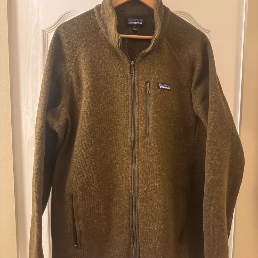 Patagonia Men's Zip-Up Sweater in Olive Green